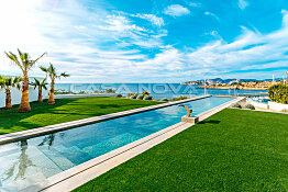 Spektakulärer Aussenbereich mit Infinity- Pool der Mallorca Immobilie
